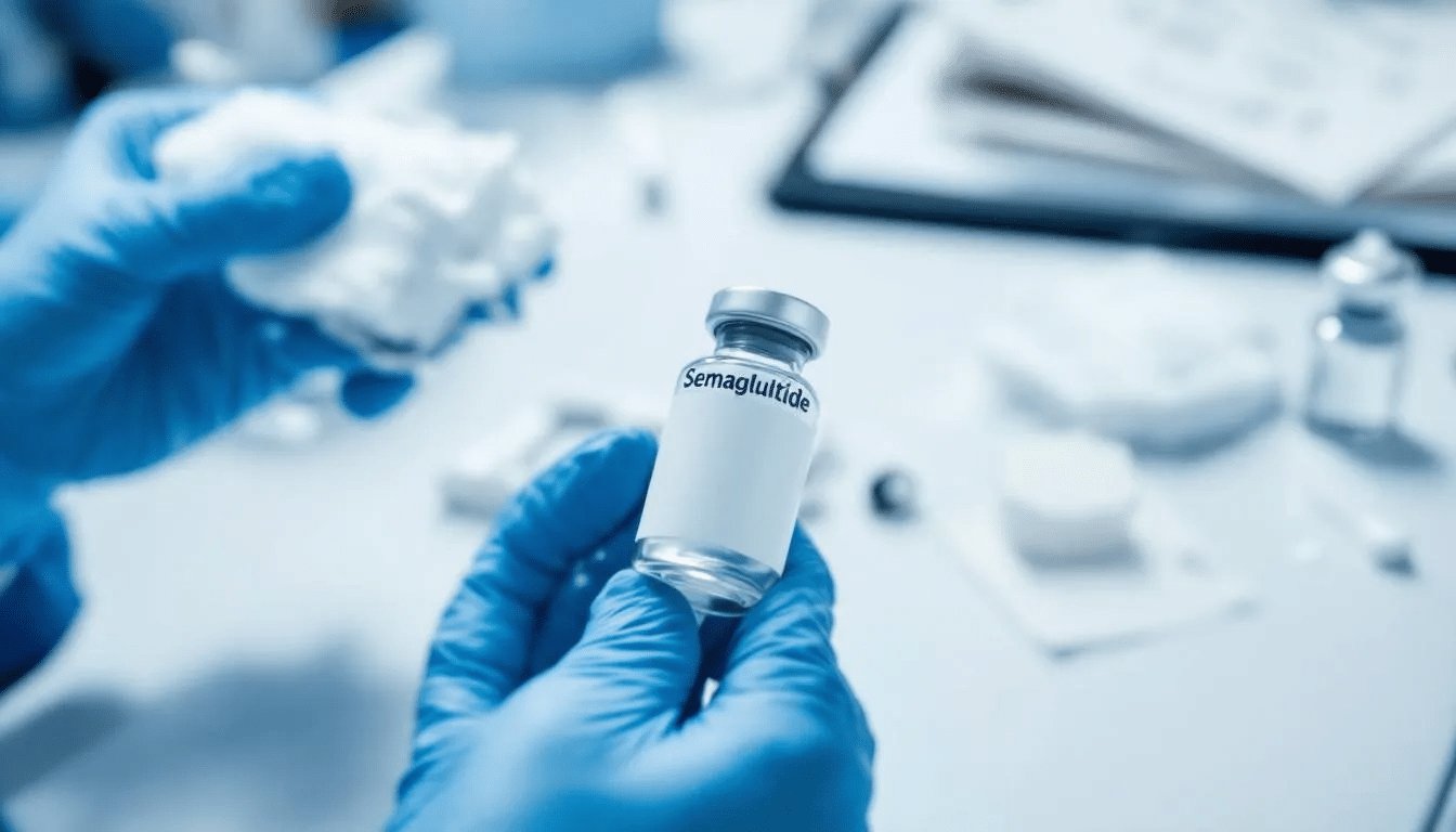 A man holding a bottle of Semaglutide.