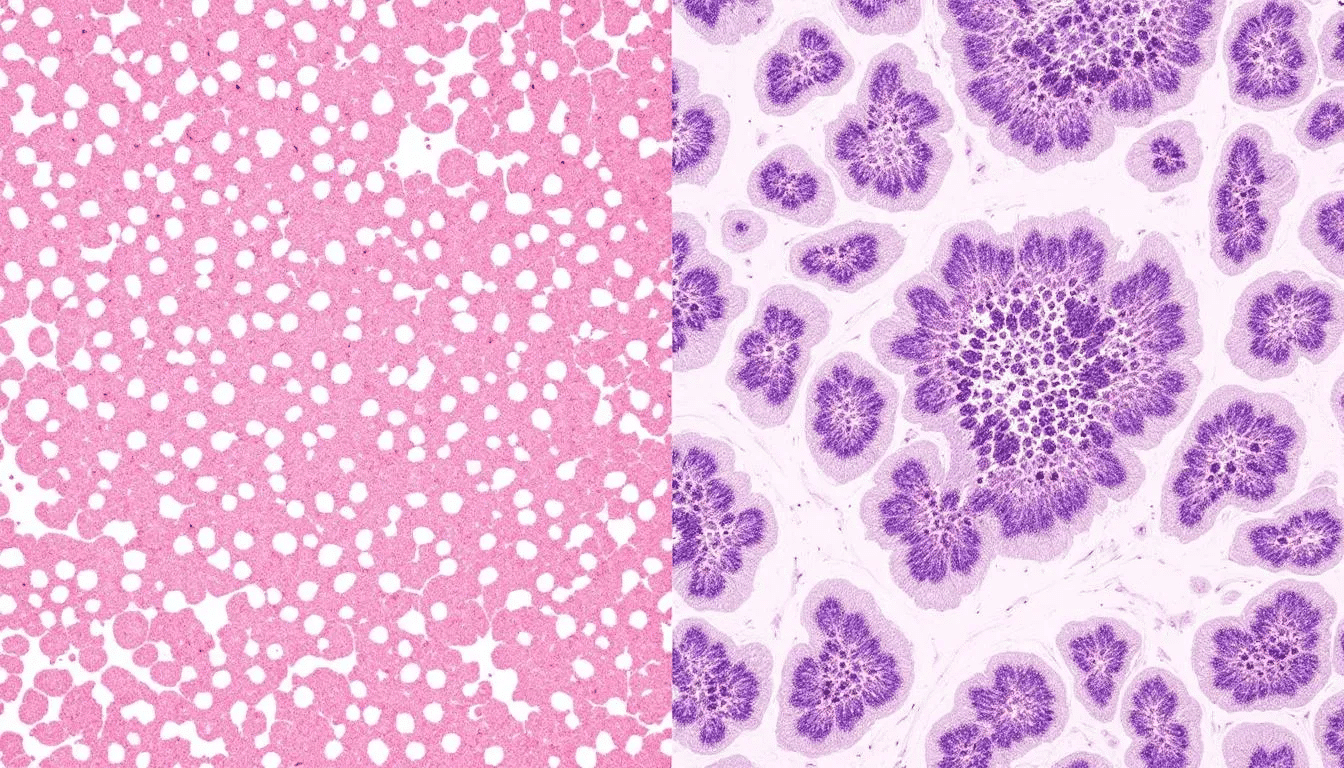The image illustrates a comparison of tissue textures associated with gynecomastia and pseudogynecomastia, highlighting the differences between excess glandular tissue and excess fatty tissue in enlarged male breasts. This visual representation aids in understanding the distinct characteristics of these conditions, which can influence treatment options such as male breast reduction surgery.